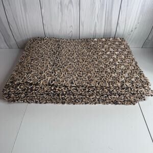 Set 8 Vintage BOHO Style Wicker Hand-Woven Straw Placemats Navy Accent